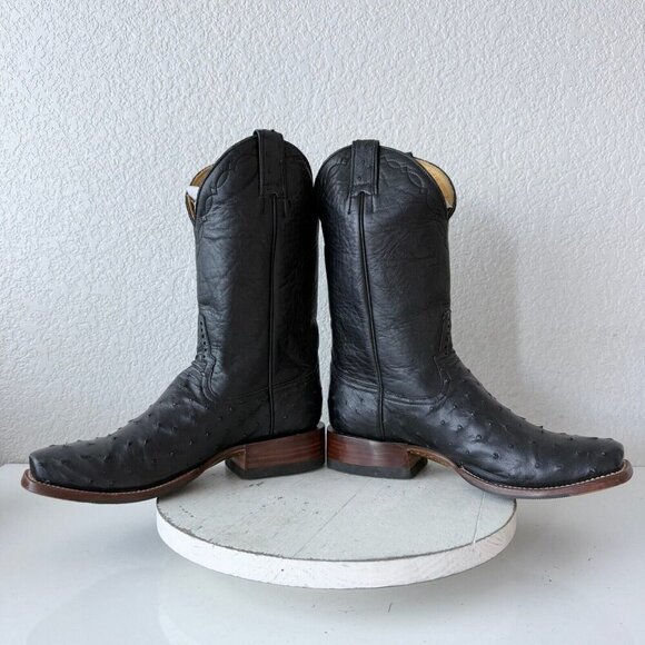 Rod Patrick Womens Cowboy Boots Size 9E Black Full Quill Ostrich Cowgirl Western - Picture 7 of 11